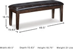 Signature Design by Ashley Haddigan Traditional Upholstered Dining Room Bench, Dark Brown