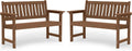 YEFU Outdoor Bench for Patio Waterproof: Heavy Duty 2-Person Garden Bench Set of 2 with Comfortable Seating - HIPS Weatherproof Patio Benches for Indoor Outside Front Porch Backyard Park, Teak