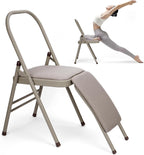 tonchean Yoga Auxiliary Chair with Lumbar Back Support Professional Thickened Foldable Balance Handstand Training Tool Abs & Core Strength Training for Seniors and Adults（Gray）
