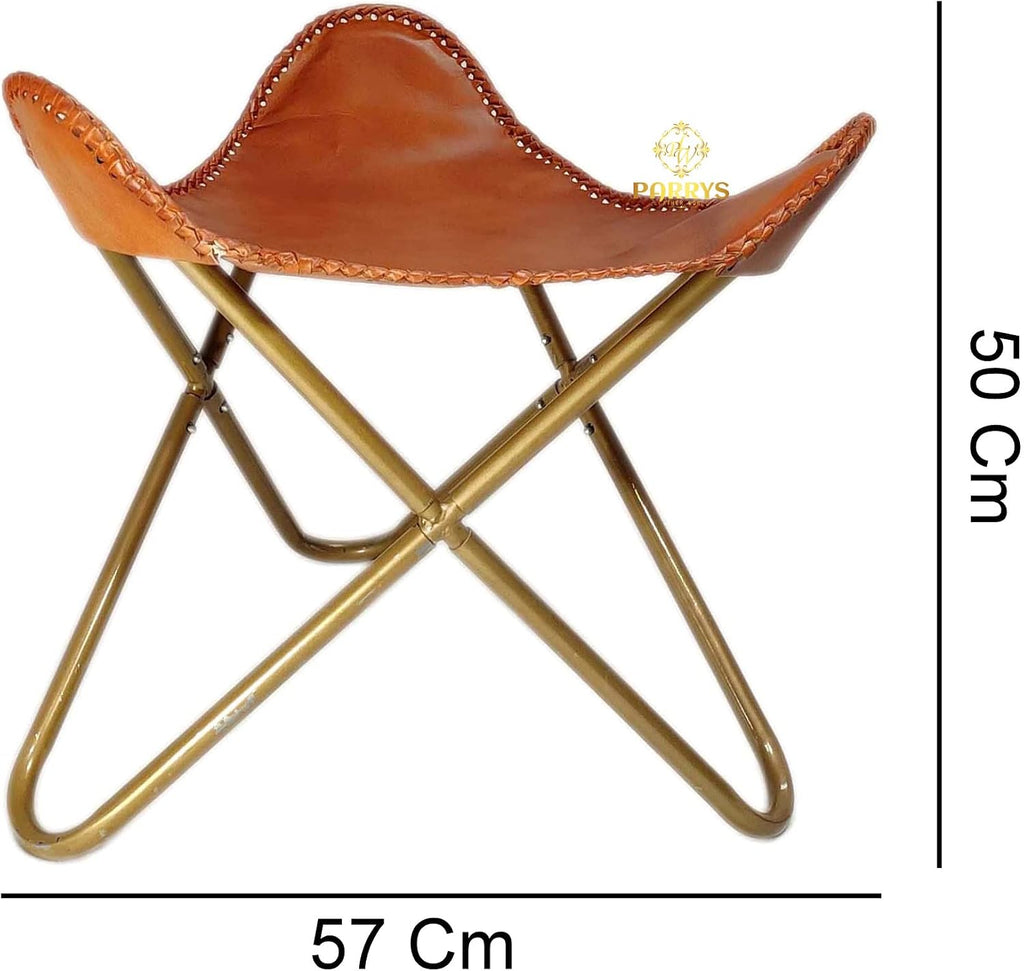 Triangle Shape Leather Ottoman Stool – Openable Iron Stand Leather Furniture Stool – Indoor/Outdoor Relaxing Leather Footrest Foot Stool – Lounge Foot Stool