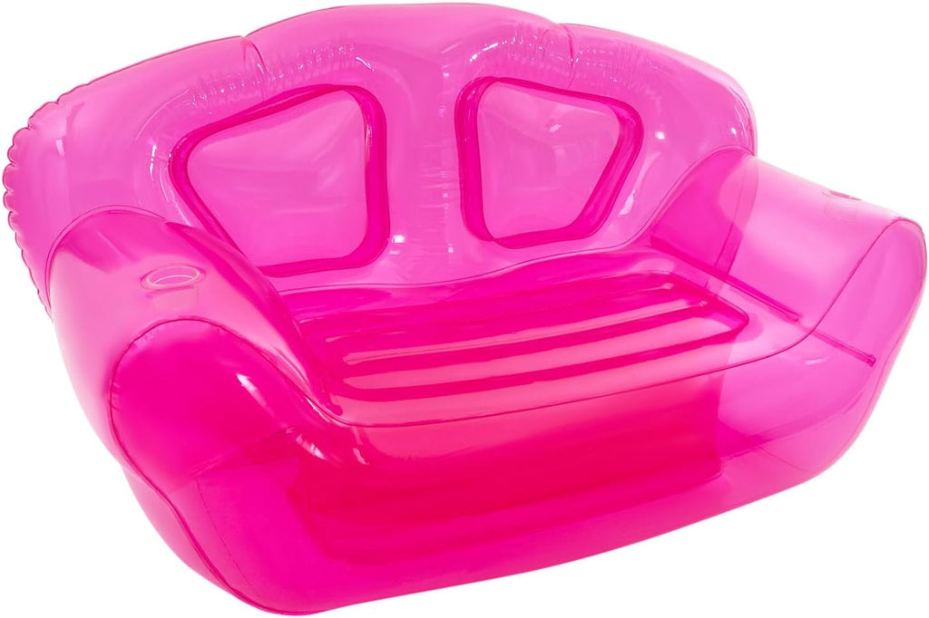 Transparent Inflatable Sofa, Double Person Blow-Up Chair, Portable PVC Air Couch Furniture for Kids Adult Indoor/Outdoor Use, Camping, Beach, Patio & Yard PVC Furniture,180-200kg Load Capital(Red)