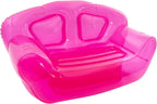 Transparent Inflatable Sofa, Double Person Blow-Up Chair, Portable PVC Air Couch Furniture for Kids Adult Indoor/Outdoor Use, Camping, Beach, Patio & Yard PVC Furniture,180-200kg Load Capital(Red)