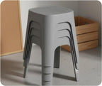 Stool Square Stool Stackable Household Stool Dining Chair with Anti Slip Feet and Thickened PP Material Suitable for Kitchen Seating Dining Rooms, Milk Tea