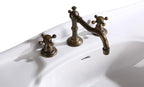 Jasmine White Console Bathroom Sink 32.5" Wide 2 Spindle Pedestal Leg Supports Heavy Duty Porcelain Wall Mount Console Sink With Overflow and Widespread Faucet Holes Renovators Supply Manufacturing