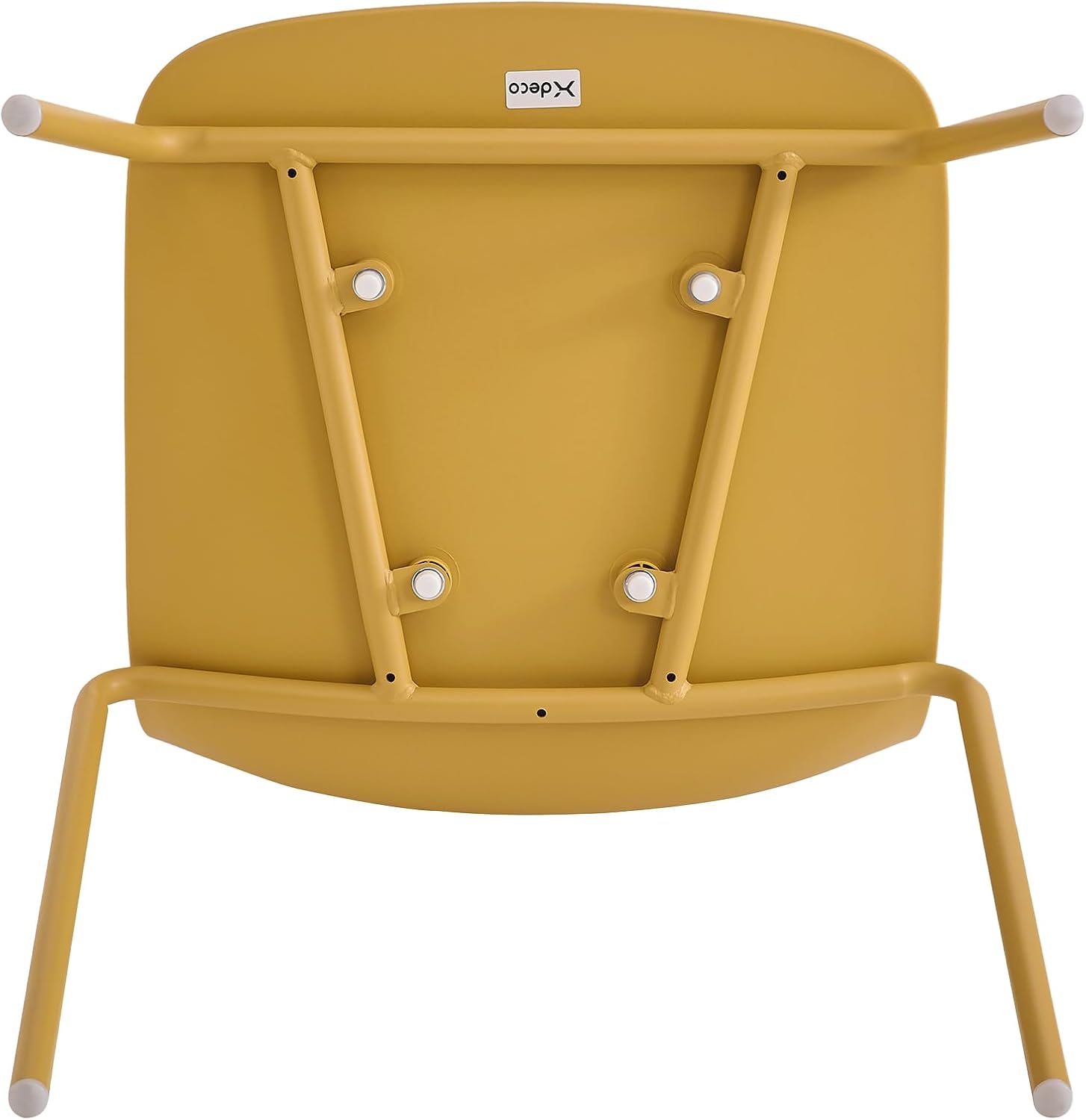 Dining Chairs Set of 4, Plastic Stackable Kitchen Chairs, Modern Indoor/Outdoor Chair with Metal Legs for Dining Room, Kitechen, Cafes, Restaurants (Mustard Yellow)