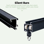 MLOQI Curtain Tracks Ceiling Wall Mounted with Soundproof Strips, Curtains Tracks Rails System, Black Ceiling Track for Curtains 3-6 Feet
