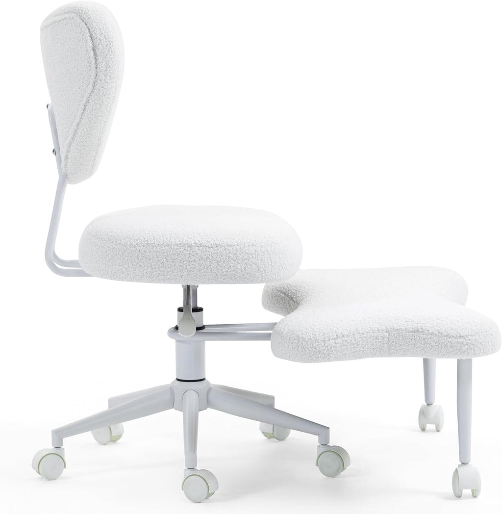 Upgraded Meditation Chair with Adjustable Height Swivel Cross Legged Chair with Wheels ADHD Kneeling Seat Criss Cross Desk Chairs with Adjustable Stool Flexible Design for Fidgety Sitters, Beige Plus