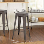 Metal Bar Stool Set of 4 Counter Height Barstool 30 Inches Industrial Bar Chairs Patio Stool Stackable Backless Kitchen Stool Indoor Outdoor Metal Bar Stool Kitchen Stools Restaurant Bar Chairs，Bronze