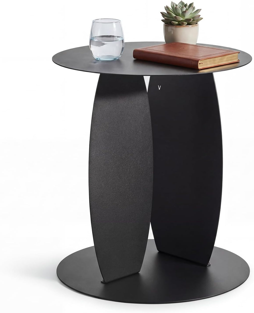 VEYRA Minimalist Round Metal End Table, 16.54" Accent Side Table, Heavy-Duty Solid Steel Side Table for Living Room & Bedroom, Easy Assembly, Matte Black