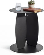 VEYRA Minimalist Round Metal End Table, 16.54" Accent Side Table, Heavy-Duty Solid Steel Side Table for Living Room & Bedroom, Easy Assembly, Matte Black