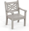 Psilvam Poly Lumber Outdoor Patio Chair with Arms, Weather Resistant Farmhouse Dining Chair with Cross Back, All-Weather Garden Chair, Low Maintenance Outdoor Seating for Backyard Deck Porch, Gray