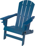 Kozyard Folding Adirondack Chair Patio Outdoor Chairs HDPE Plastic Resin Deck Chair Painted Weather Resistant for Deck, Garden, Backyard & Lawn Furniture, Fire Pit, Porch Seating(Navy Blue)