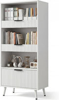 White File Storage Cabinet & 4-Tier Multifunctional Storage, 51.1”Tall Storage Cabinet, Narrow Storage Cabinet for Home Office, Bathroom, Kitchen, Pantry, Living Room, Bedroom