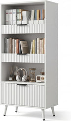 White File Storage Cabinet & 4-Tier Multifunctional Storage, 51.1”Tall Storage Cabinet, Narrow Storage Cabinet for Home Office, Bathroom, Kitchen, Pantry, Living Room, Bedroom