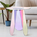 Round Acrylic Side Table Modern Rainbow Iridescent Accent Table Night Stand Versatile Coffee Table for Living Room Balcony Office Creative idea(45 cm)