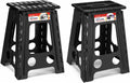 ACSTEP 17.5 Inch Folding Step Stool 2 Pack, 400 LB Capacity Plastic Foldable Stools with Handle, Non-Slip Step Stool for Kids and Adults, Home Use (Black & Black)