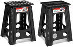 ACSTEP 17.5 Inch Folding Step Stool 2 Pack, 400 LB Capacity Plastic Foldable Stools with Handle, Non-Slip Step Stool for Kids and Adults, Home Use (Black & Black)