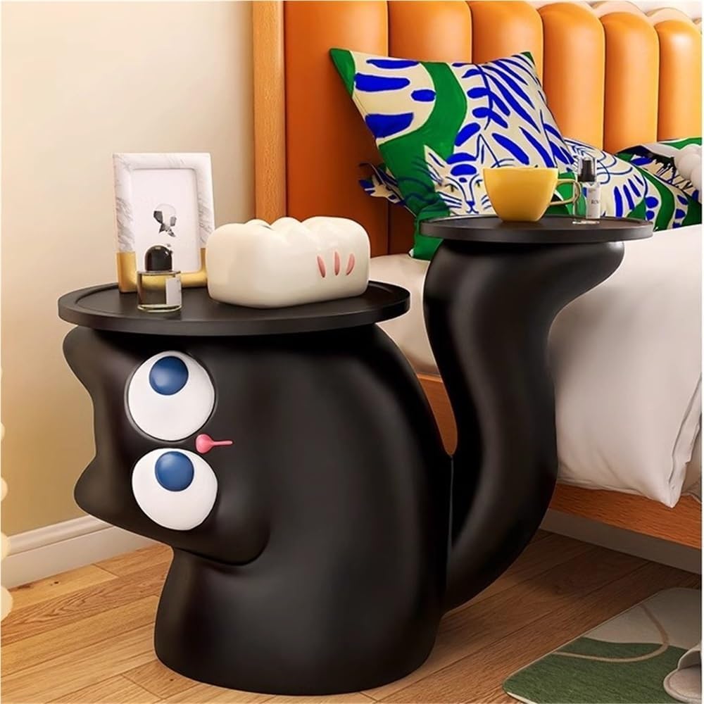 Creative Resin Side Table, Cartoon Night Stand with Double Tabletop, Irregular Floor-Standing Coffee Table, Multifunctional Home Decor for Living Room and Balcony