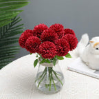 Floweroyal 12pcs Artificial Chrysanthemum Ball Flowers Silk Hydrangea Bridal Wedding Bouquet for Home Garden Party Office Coffee House Decoration