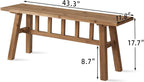 Wnutrees 43" Solid Wood Bench, Farmhouse Rustic Entryway Bench Seat for Dining Room, Hallway, End of Bed, Handcrafted Finish, Natural