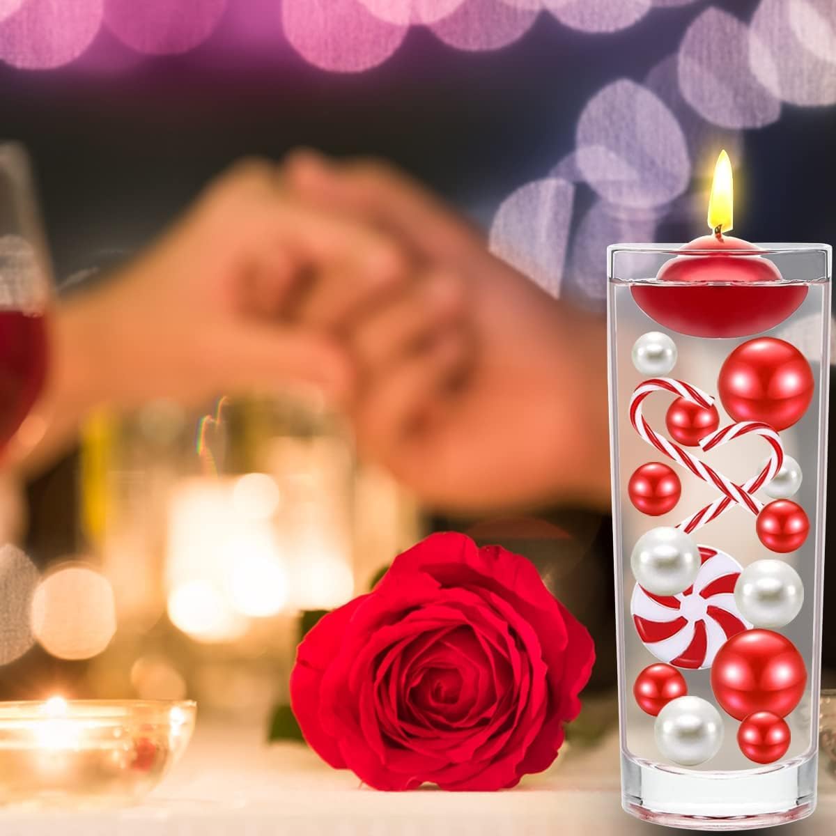 Christmas Vase Filler 10091 PCS Red White Vase Filler Beads Water Beads Candy Cane Christmas Vase Filler for Holiday Party Decor