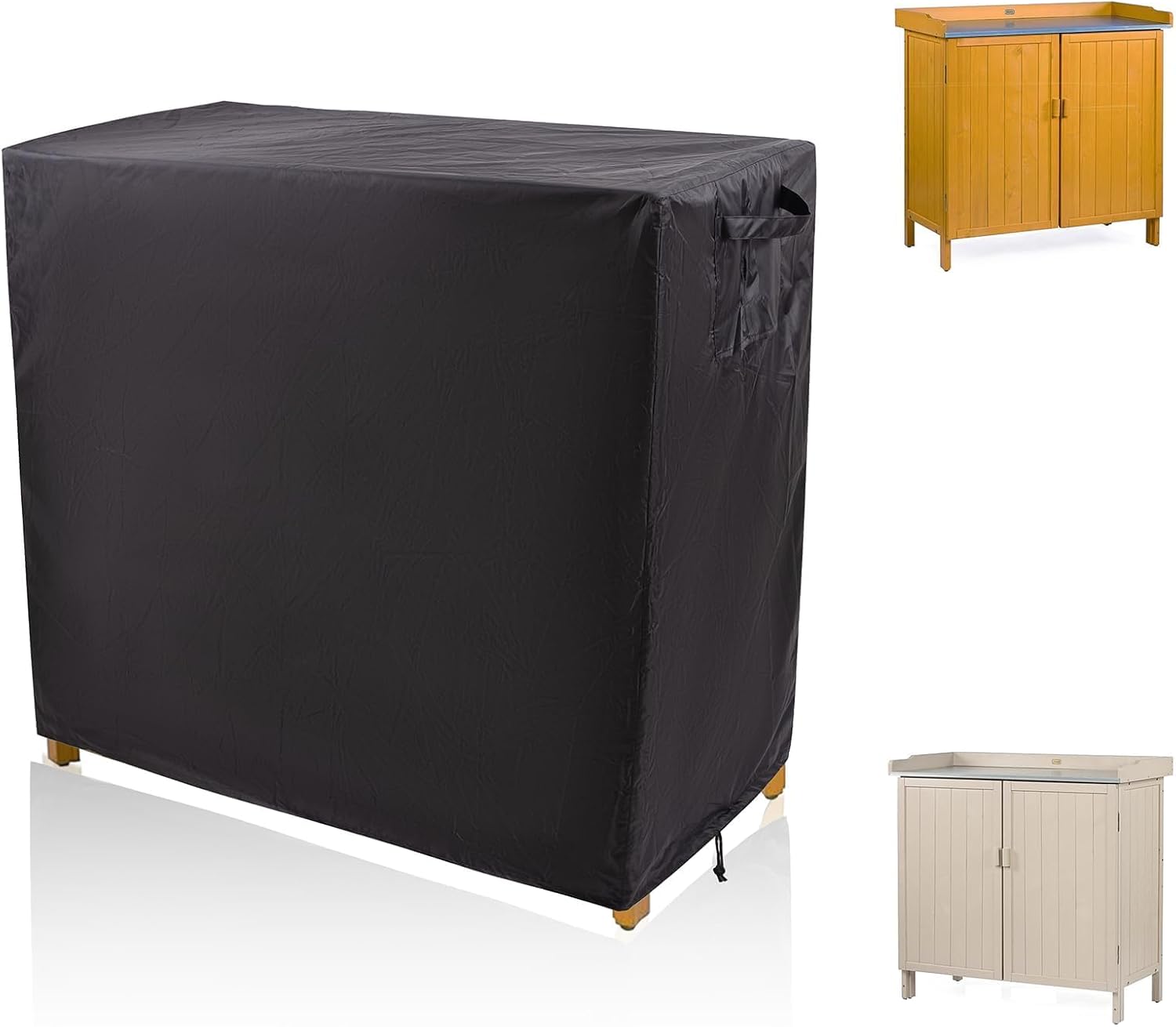 Outdoor Kitchen Cover 39.4x18.1x35.8In,Cabinet Covers Garden Storage Cabinets,Potting Bench Waterproof Table Weatherproof,for Patio Tables Outdoors Shelf Furniture Small Wood Tool Chest Proof(Black)