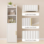 Yoobure Fluted Small Bathroom Storage Cabinet, Narrow Toilet Paper Cabinets | 7.9" D x 7.9" W, Wood Slim Corner Floor Cabinet with Door& Adjustable Shelf, Skinny Bathroom Organizer for Small Spaces,White
