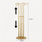 HKaikzo 360° Gold Rotating Coat Rack, Heavy Duty Metal Garment Rack Height-adjustable, Suitable for Both Adults and Children, Freestanding Clothing Rack for Hanging Clothes, for Bedroom, Retail Store