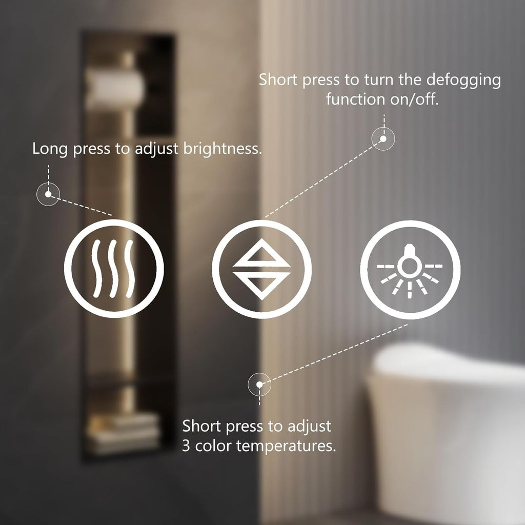 Sweetcrispy 24"x 32" Smart Anti-Fog LED Bathroom Mirror with Lights and Front Light & Backlit, 3 Color Temperatures, Dimmable, Memory Function, Rectangle Modern Vanity Mirror