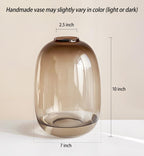 GeLive Brown Glass Vase Round Clear Colored Flower Vase for Centerpiece Long Stem Branch Fresh Artificial Plant Bottle Modern Home Indoor Decoration (Brown)