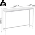 VASMIA Console Table, Entryway Table, Narrow Sofa Table, 39" Bamboo Hallway Table for Entryway, Living Room, Bedroom, Foyer, White