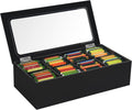 Tasybox Tea Bag Organizer, Acrylic Tea Box with Lid, Black Teabag Holder | 8 Slot Tea Bag Holder, Large Capacity Teabag Storage Box, Tea Organizers and Storage for Countertop, Pantry, Kitchen, Cabinet