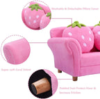 ARLIME Kids Sofa, Upholstered Toddler Couch Chair with Ergonomic Back & 2 Strawberry Pillows, Double Seat Toddler Armchair for Boys Girls
