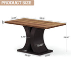 Tribesigns 55-Inch Dining Table for 4-6, Farmhouse Kitchen Dinner Table with Heavy Duty Pedestal, Rectangle Wooden Eating Table for Dining Room, Kitchen, Black & Brown