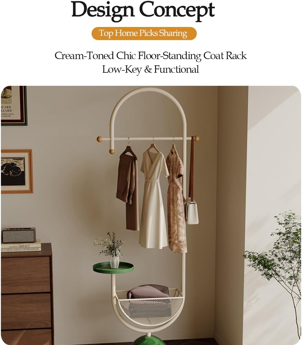 Metal hall tree, Coat Rack Freestanding with multi-tier organizer, Sturdy Coat Tree, Modern Coat Hanger Stand for Entryway, Living Room, Bedroom,Office(White)