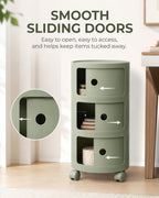 3 Tier Rounded Cabinet,Round Nightstand Detachable End Table with Storage Lightweight Side Table Storage for Living Room Bedroom Bathroom Kitchen