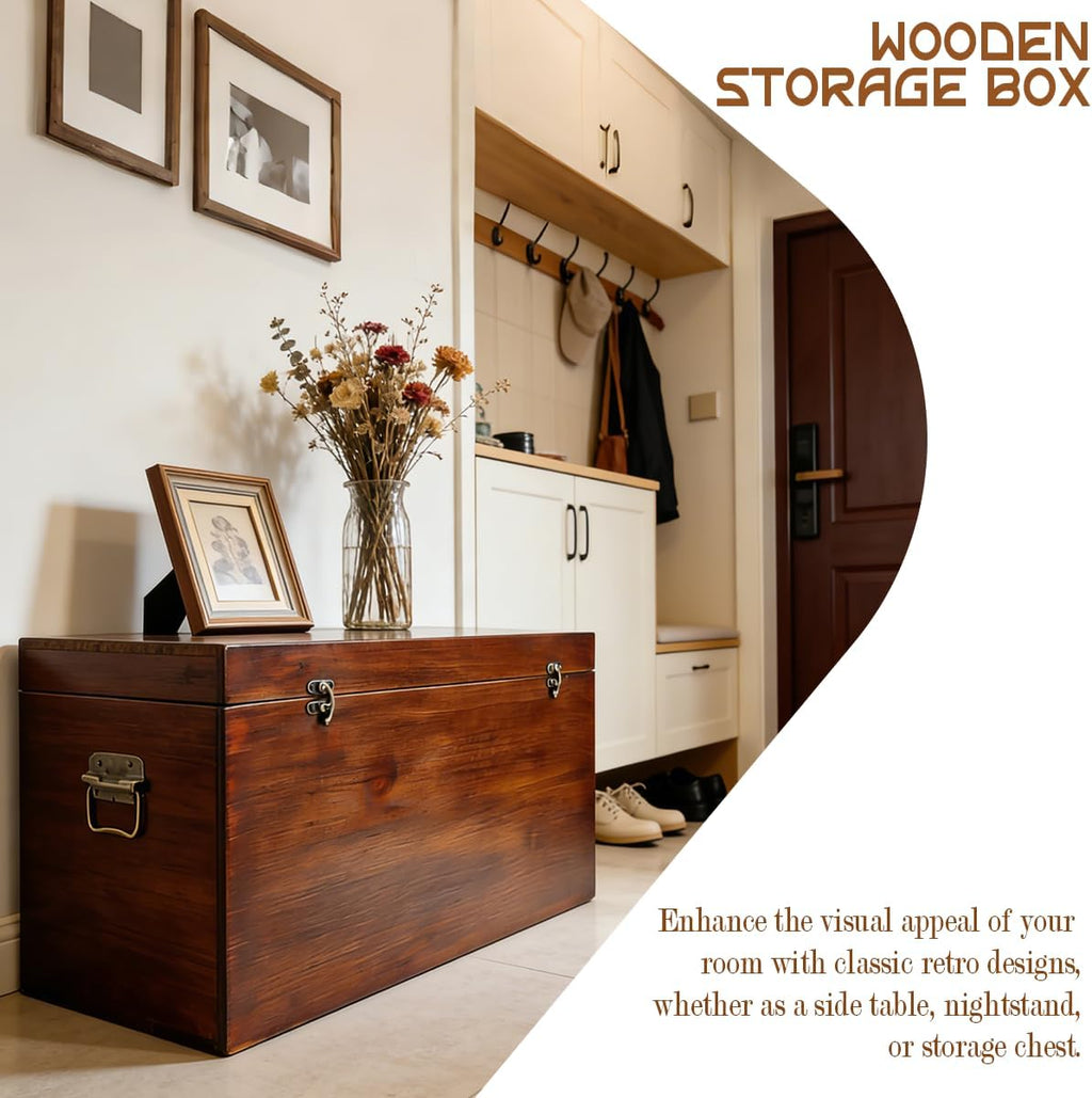 31.5" Storage Bench, Large Wooden Storage Chest,Oversized Storage Trunks,Multifunctional Entryway Organizer, Storage Bench Storage Furniture for entryways, Living Rooms, and Bedside Areas