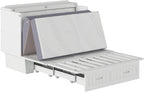 AFI, Nantucket Full Size Murphy Bed Chest with Mattress, Storage Drawer and Built-in USB Charger, White