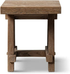 Jennifer Taylor Home Hawthorne 18” Square Reclaimed Elm Trestle Side Table, Heritage Medium-Dark Brown Reclaimed Elm