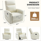 HAOMARKETS Swivel Rocker Recliner Chair, Manual Faux Leather Glider Rocking Recliners for Adults, 360° Swivel Nursery Reclining Sofa with Storage Pocket