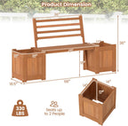 Garden Bench with Planter Boxes - Hardwood Build (Wear-Resistant), Displays Faux Trees/Potted Plants, Enhances Outdoor Aesthetic