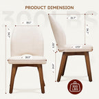 Dining Chairs Set of 2 – Modern Upholstered Kitchen Chairs (Sillas de Comedor) with Unique Cutout High Back & Wood Legs, Farmhouse Dinner Chair for Kitchen, Dining Room, or Living Room, Beige