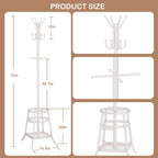 Heavy Duty Freestanding Coat Rack with 12 Hooks & Umbrella Holder - White Metal Clothes Hat Sturdy Standing Hall Tree for Entryway, Living Room, Bedroom, Office Organization (White)