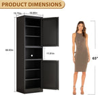 Tall Metal Narrow Bathroom Storage Cabinet 67" H, Tall Black Pantry Cabinets with 4 Adjustable Shelves and 2 Doors for Kitchen, Home Office, Living Room, Dining Room(20 inches Wide)