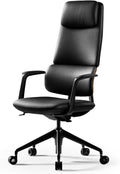 TOMU Genuine Leather Office Desk Chair, Ergonomic Leather Executive Office Chair, Upgraded Wood Grain Finish and S Curve Back with Solid Aluminum Frame, Luxury and Mordern