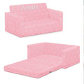 Serta Perfect Sleeper Personalized Extra Wide Convertible Sofa to Lounger, Comfy 2-in-1 Flip Open Couch/Sleeper for Kids, Pink