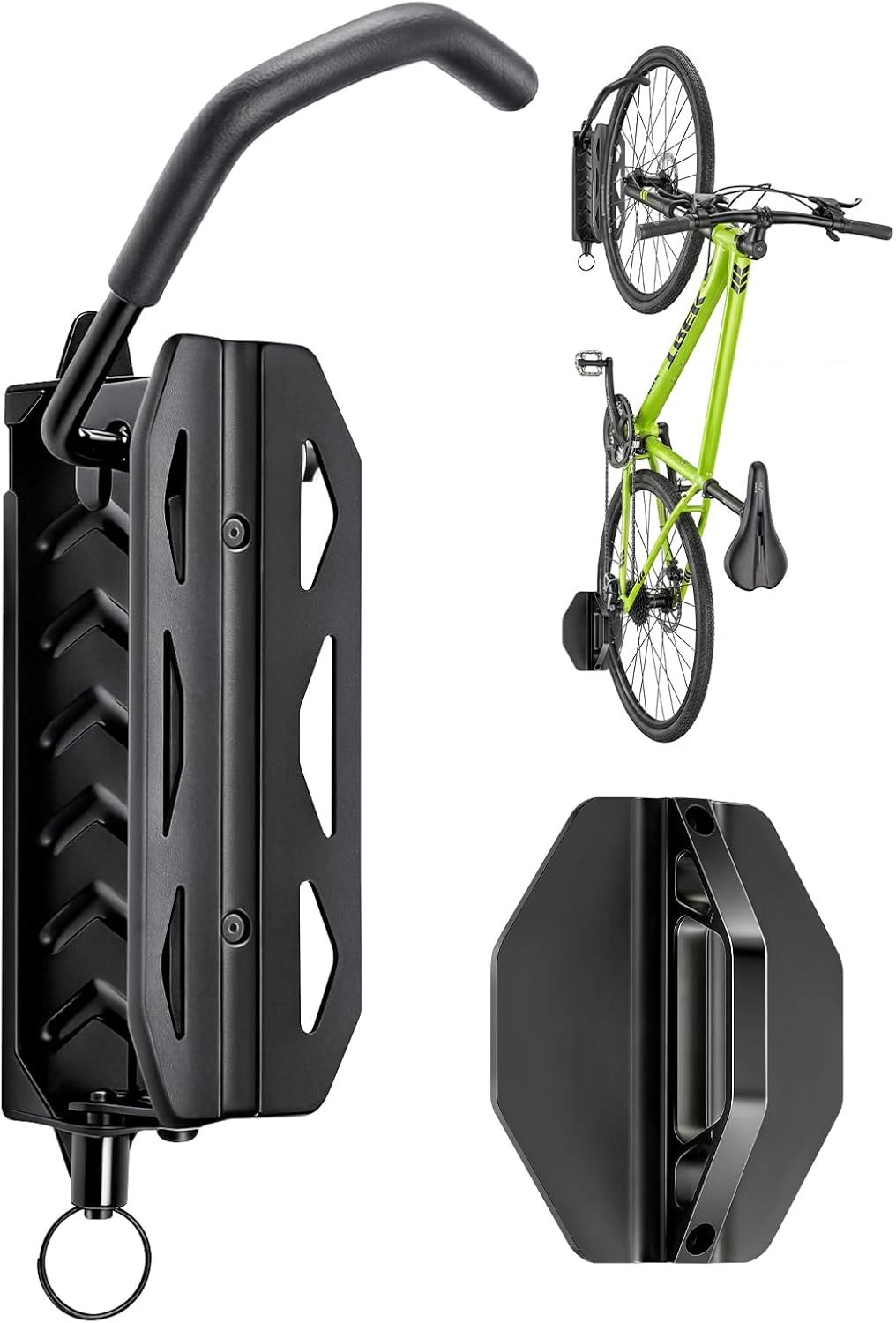 QAQ Swivel Bike Wall Mount, Vertical Bike Rack Garage Holds Up To 66lbs, Bike Hooks For Garage Space-Saving, Easy To Install -1 PACK