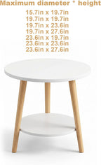 Round Side Table 2-Tier Wood Coffee Table Night Stand with Stable Triangle Legs for Living Room, Bedroom, Couch, Bedside