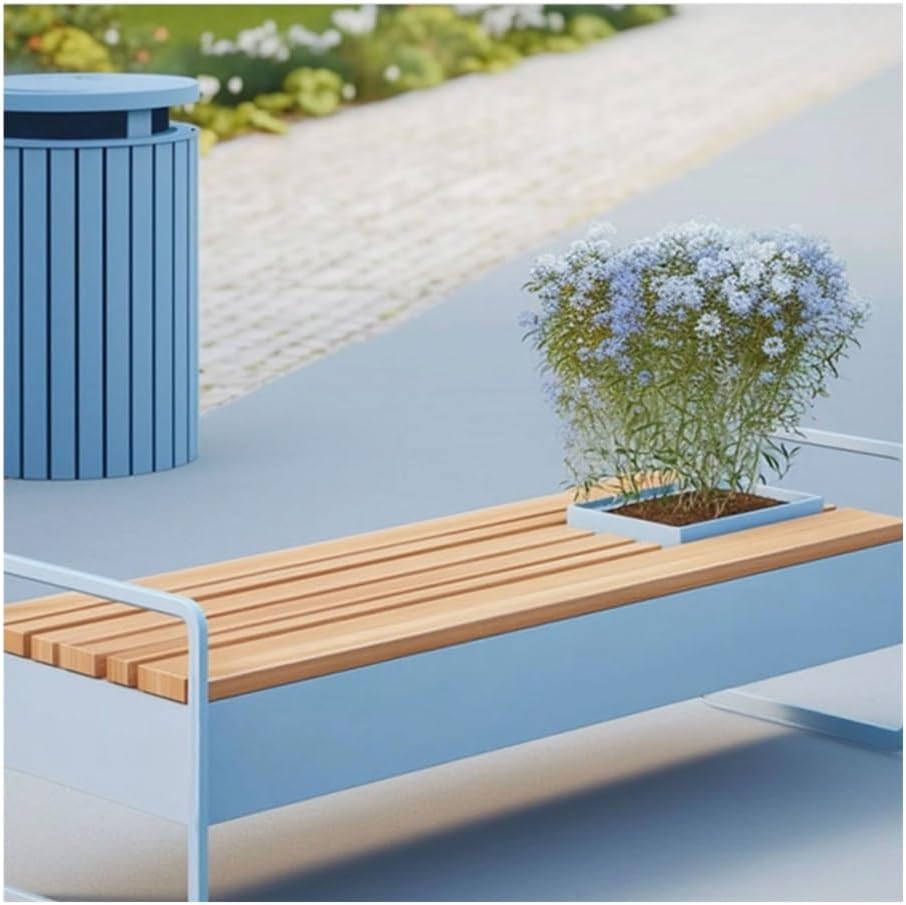 Outdoor Bench, Stainless Steel & Solid Wood Outdoor Bench – Park, Garden & Patio Chair Garden Bench(200cm)