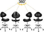 Kaleurrier Ergonomic Drafting Chair with Back Support,Multi-Functional Height Adjustable Swivel Rolling Stool,Multi-Purpose Home Office Desk Chair (Black)